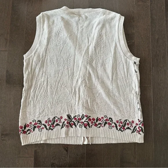 Vintage Northern Reflections Sweater‎ Vest Bird Floral Cottagecore Prairie XL - Picture 7 of 8